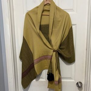 LOT83 Herringbone Wrap with Removable Pom Poms